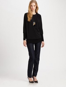 Featuring elegant dolman sleeves, this stretch-jersey top offers the best of both worlds, comfort and style.Round neckDolman sleevesRibbed cuffsPull-on styleRibbed hemAbout 30 from shoulder to hem91% viscose/9% spandexDry cleanImported Model shown is 5'9½ (176cm) wearing US size Small. Featuring elegant dolman sleeves, this stretch-jersey top offers the best of both worlds, comfort and style.Round neckDolman sleevesRibbed cuffsPull-on styleRibbed hemAbout 30 from shoulder to hem91% viscose/9% spandexDry cleanImported Model shown is 5'9½ (176cm) wearing US size Small.
