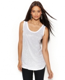 Slouchy and studded, INC's tank top adds instant rock-n-roll appeal to any outfit! Slouchy and studded, INC's tank top adds instant rock-n-roll appeal to any outfit!