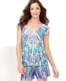Cozy up to this sweet pajama set from One World. With fun sublimation detail and eye-catching colors, you'll want to stay in your PJ's all day long! Cozy up to this sweet pajama set from One World. With fun sublimation detail and eye-catching colors, you'll want to stay in your PJ's all day long!