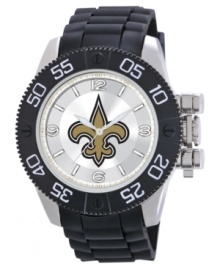 Who dat! Root for your team 24/7 with this sporty watch from Game Time. Features a New Orleans Saints logo at the dial. Who dat! Root for your team 24/7 with this sporty watch from Game Time. Features a New Orleans Saints logo at the dial.