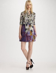 Vintage florals lend lady-like sophistication to this breezy silk topper.Stand collar with neck tie Concealed button placket Shirttail hem About 29 from shoulder to hem Silk Dry clean Made in USA of imported fabric Vintage florals lend lady-like sophistication to this breezy silk topper.Stand collar with neck tie Concealed button placket Shirttail hem About 29 from shoulder to hem Silk Dry clean Made in USA of imported fabric