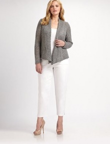 Cozy cable knit meets a chic design in a luxe wool blend. Open-front styleLong sleevesAbout 23 from shoulder to hem55% wool/27% viscose/18% alpacaHand washMade in USA Cozy cable knit meets a chic design in a luxe wool blend. Open-front styleLong sleevesAbout 23 from shoulder to hem55% wool/27% viscose/18% alpacaHand washMade in USA