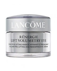 Skin Truth:Skin cells need to communicate with each other constantly. This communication is key in helping maintain the support structure that keeps the delicate eye area looking youthful.Lancôme Innovation:New from Lancôme, Rénergie Lift Volumetry Eye, features unique GF-Volumetry™ technology, shown to help support cellular communication*. See a Dual Action Eye Lift for a Volumetric Result:1) LIFTING ACTION: sagging eyelids recover a young, lifted look.2) CONTOURING ACTION: natural firmness is visibly regained and the eye contour appears redefined.Dark circles and puffiness seem to disappear. Youthful eye contours return: skin is visibly lifted, firmer and reshaped.Ophthalmologist-tested. Dermatologist-tested for safety.*In-vitro test Skin Truth:Skin cells need to communicate with each other constantly. This communication is key in helping maintain the support structure that keeps the delicate eye area looking youthful.Lancôme Innovation:New from Lancôme, Rénergie Lift Volumetry Eye, features unique GF-Volumetry™ technology, shown to help support cellular communication*. See a Dual Action Eye Lift for a Volumetric Result:1) LIFTING ACTION: sagging eyelids recover a young, lifted look.2) CONTOURING ACTION: natural firmness is visibly regained and the eye contour appears redefined.Dark circles and puffiness seem to disappear. Youthful eye contours return: skin is visibly lifted, firmer and reshaped.Ophthalmologist-tested. Dermatologist-tested for safety.*In-vitro test