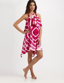 A romantic design with a relaxed fit providing the perfect silhouette for a swim coverup. Halter strap ties at neckRuffle topHigh-low hemSilkDry cleanImported A romantic design with a relaxed fit providing the perfect silhouette for a swim coverup. Halter strap ties at neckRuffle topHigh-low hemSilkDry cleanImported