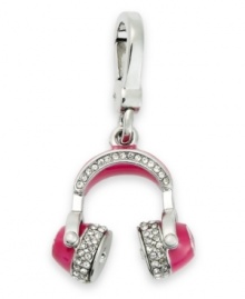 Cute and chic come together in perfect harmony in this headphone charm from Juicy Couture. Crafted from silver tone brass with glistening glass accents, cubic zirconia (1/4 ct. t.w.) and pink epoxy, the charm hits all the right notes. Approximate drop: 2 inches. Cute and chic come together in perfect harmony in this headphone charm from Juicy Couture. Crafted from silver tone brass with glistening glass accents, cubic zirconia (1/4 ct. t.w.) and pink epoxy, the charm hits all the right notes. Approximate drop: 2 inches.