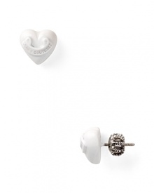 Fall for Juicy Couture's on-trend love tokens. In a bright white shade, these heart-shaped studs march to a bold beat. Fall for Juicy Couture's on-trend love tokens. In a bright white shade, these heart-shaped studs march to a bold beat.