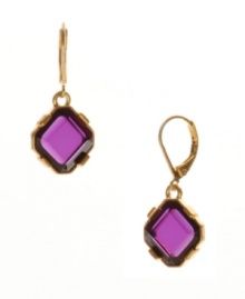 Eclectic style to fit your unique personality. Kenneth Cole New York earrings shine with the addition of violet-colored square glass stones. Set in gold tone mixed metal. Approximate drop: 1 inch. Eclectic style to fit your unique personality. Kenneth Cole New York earrings shine with the addition of violet-colored square glass stones. Set in gold tone mixed metal. Approximate drop: 1 inch.