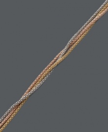 Versatility made easy. Studio Silver's tri-tone style blends perfectly with any look and pairs perfectly with any type of jewelry. Crafted from sterling silver, 18k gold over sterling silver and 18k rose gold over sterling silver. Approximate length: 7 inches + 1-inch extender. Versatility made easy. Studio Silver's tri-tone style blends perfectly with any look and pairs perfectly with any type of jewelry. Crafted from sterling silver, 18k gold over sterling silver and 18k rose gold over sterling silver. Approximate length: 7 inches + 1-inch extender.