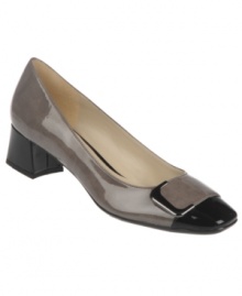Refined with a chunky heel. The Xavier pumps by Naturalizer feature buckle detail on the vamp and a cool square toe. Refined with a chunky heel. The Xavier pumps by Naturalizer feature buckle detail on the vamp and a cool square toe.