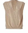 Inject a dose of modern glamour into your look with LAgences embellished sleeveless silk top - Wrapped V-neckline, sleeveless, wrapped front with hook closure, elasticized hemline, slit back - Loosely fitted, allover gold-toned stud-effect embellishment - Wear over a delicate cami with a form-fitting skirt for cocktails