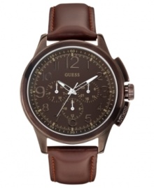 This handsome watch from GUESS is a versatile accessory with day and date functions.