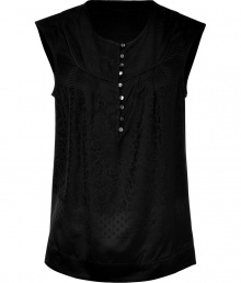 Add elegance to your workweek look with this chic top - Rounded neck, front button placket, cap sleeves, nipped-in waist, contrasting print detail - Pair with wide leg trousers, a draped leather jacket, and heels Add elegance to your workweek look with this chic top - Rounded neck, front button placket, cap sleeves, nipped-in waist, contrasting print detail - Pair with wide leg trousers, a draped leather jacket, and heels