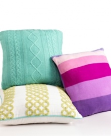 Come full circle. Sassy circles in a bright green hue embellish this decorative pillow from Jenni for an extra pop of style on your Daisy bed. Let stand alone or pair with other decorative pillows for a fun look. Come full circle. Sassy circles in a bright green hue embellish this decorative pillow from Jenni for an extra pop of style on your Daisy bed. Let stand alone or pair with other decorative pillows for a fun look.