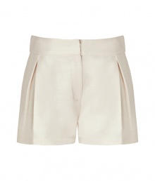 Amp up your warm weather look with these ultra-flattering shorts from Saloni - Wide waistband, pleat front, on-seam front pockets, mini-length - Wear with a sheer blouse, platform wedges, and a denim jacket Amp up your warm weather look with these ultra-flattering shorts from Saloni - Wide waistband, pleat front, on-seam front pockets, mini-length - Wear with a sheer blouse, platform wedges, and a denim jacket