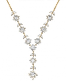 Crystal clear style. Charter Club's subtly shimmering y-shaped necklace features clear glass accents in gold tone floral designs. Set in gold tone mixed metal. Approximate length: 16 inches + 2-inch extender. Approximate drop: 2 inches. Crystal clear style. Charter Club's subtly shimmering y-shaped necklace features clear glass accents in gold tone floral designs. Set in gold tone mixed metal. Approximate length: 16 inches + 2-inch extender. Approximate drop: 2 inches.