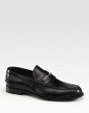 Italian leather moccasin with horsebit detail. LeatherSilver hardwareLeather soleMade in Italy