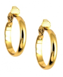 More to love. This pair of medium-width hoop earrings from Anne Klein is crafted from gold-tone mixed metal and features glass accents for added shine. Approximate diameter: 1-3/4 inches. More to love. This pair of medium-width hoop earrings from Anne Klein is crafted from gold-tone mixed metal and features glass accents for added shine. Approximate diameter: 1-3/4 inches.