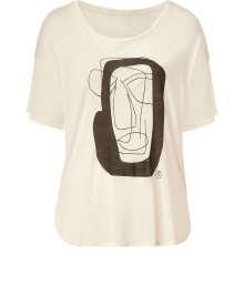 With an artful Cubist-inspired graphic, this modernized tee from Malene Birger adds of-the-moment appeal to your casual look - Round neck, short sleeves, asymmetrical hem, side slits, front graphic - Style with skinny jeans, an oversized cardigan, and high heel booties With an artful Cubist-inspired graphic, this modernized tee from Malene Birger adds of-the-moment appeal to your casual look - Round neck, short sleeves, asymmetrical hem, side slits, front graphic - Style with skinny jeans, an oversized cardigan, and high heel booties