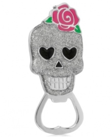 Drop-dead gorgeous. This bottle opener from Betsey Johnson is crafted from silver-tone mixed metal with fuchsia and green accents for a whimsical touch. Item comes packaged in a signature Betsey Johnson Gift Box. Approximate length: 3-3/4 inches. Drop-dead gorgeous. This bottle opener from Betsey Johnson is crafted from silver-tone mixed metal with fuchsia and green accents for a whimsical touch. Item comes packaged in a signature Betsey Johnson Gift Box. Approximate length: 3-3/4 inches.