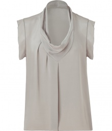 Elegantly tailored separates anchor any wardrobe, and Steffen Schrauts silver silk blouse is a ready addition this season - Moderately loose, slim cut - Chic cowl neck, oversize half sleeves and drape detail at front - Versatile style seamlessly transitions from work to weekend - Pair with skinny denim, leather pants, dress trousers or a pencil skirt Elegantly tailored separates anchor any wardrobe, and Steffen Schrauts silver silk blouse is a ready addition this season - Moderately loose, slim cut - Chic cowl neck, oversize half sleeves and drape detail at front - Versatile style seamlessly transitions from work to weekend - Pair with skinny denim, leather pants, dress trousers or a pencil skirt