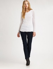 A crinkle front gives this soft jersey top a touch of texture and a chic look.Round neckLong sleevesPull-on styleAbout 23 from shoulder to hemViscose/nylon/elastaneDry cleanImported Model shown is 5'10 (177cm) wearing US size Small. A crinkle front gives this soft jersey top a touch of texture and a chic look.Round neckLong sleevesPull-on styleAbout 23 from shoulder to hemViscose/nylon/elastaneDry cleanImported Model shown is 5'10 (177cm) wearing US size Small.