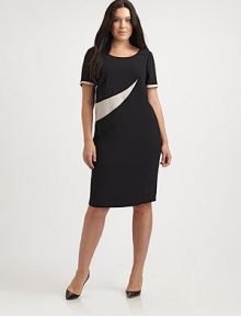 A classic color combination and unique arrow pattern give this woven dress must-have appeal. Pair it with a brightly hued accessory for an irresistible, on-trend look. ScoopneckShort sleevesContrast detailsBack zipperBack ventFully linedAbout 27 from natural waistPolyesterDry cleanMade in Italy A classic color combination and unique arrow pattern give this woven dress must-have appeal. Pair it with a brightly hued accessory for an irresistible, on-trend look. ScoopneckShort sleevesContrast detailsBack zipperBack ventFully linedAbout 27 from natural waistPolyesterDry cleanMade in Italy