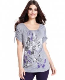 Sport this beautiful butterfly-printed top from Style&co. for a look that's laid-back but polished. Sport this beautiful butterfly-printed top from Style&co. for a look that's laid-back but polished.