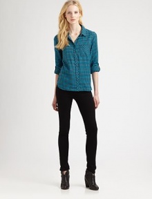 Dainty print adds rustic charm to this cotton shirt with roll-tab sleeves and a single front patch pocket. Point collarSingle front patch pocketRoll-tab sleevesButton frontShirttail hem hits below the hipsCottonMachine washImportedModel shown is 5'10 (177cm) wearing US size Small. Dainty print adds rustic charm to this cotton shirt with roll-tab sleeves and a single front patch pocket. Point collarSingle front patch pocketRoll-tab sleevesButton frontShirttail hem hits below the hipsCottonMachine washImportedModel shown is 5'10 (177cm) wearing US size Small.