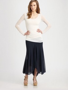 A classically charming design with delicate sheer sleeves and an elongated silhouette.Round neckSheer long sleevesSelf-tie beltAbout 29 from shoulder to hemPolyamideDry cleanMade in Italy Model shown is 5'9 (175cm) wearing US size Small. A classically charming design with delicate sheer sleeves and an elongated silhouette.Round neckSheer long sleevesSelf-tie beltAbout 29 from shoulder to hemPolyamideDry cleanMade in Italy Model shown is 5'9 (175cm) wearing US size Small.