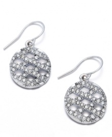 A chic, crisscross pattern make the High Society earrings from Lauren by Ralph Lauren a stylish must-have for your collection. Crafted in silver tone mixed metal with sparkling glass accents and a fish wire backing. Approximate drop: 1/2 inch. A chic, crisscross pattern make the High Society earrings from Lauren by Ralph Lauren a stylish must-have for your collection. Crafted in silver tone mixed metal with sparkling glass accents and a fish wire backing. Approximate drop: 1/2 inch.