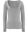 Stylish heather grey scoop neck tee from Closed - Made of luxe organic cotton, this long sleeve tee is a must-have basic - Flattering scoop neckline with a modern slim fit - Pair with distressed skinny jeans, a military-inspired jackets, and wedge booties