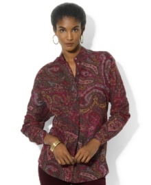 A sweeping paisley pattern lends a romantic element to Lauren Ralph Lauren's classic tunic, rendered in soft cotton voile. (Clearance) A sweeping paisley pattern lends a romantic element to Lauren Ralph Lauren's classic tunic, rendered in soft cotton voile. (Clearance)