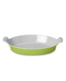 This oval baker is a staple in French kitchens. Its traditional shape is treasured for creating and serving everything from baked egg dishes to potato au gratin to delicious pies and so much more. Its generous size allows it to double as a roaster for chicken, pork and other marvelous meat dishes. Limited lifetime warranty. This oval baker is a staple in French kitchens. Its traditional shape is treasured for creating and serving everything from baked egg dishes to potato au gratin to delicious pies and so much more. Its generous size allows it to double as a roaster for chicken, pork and other marvelous meat dishes. Limited lifetime warranty.