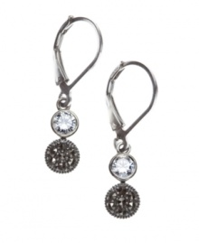 Add elegance with chic, double drops. Sophisticated earring design by Judith Jack features round-cut crystal and marcasite set in sterling silver. Approximate drop: 1 inch. Add elegance with chic, double drops. Sophisticated earring design by Judith Jack features round-cut crystal and marcasite set in sterling silver. Approximate drop: 1 inch.