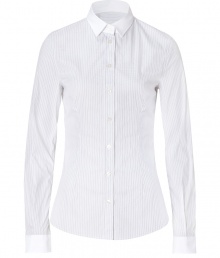 Bring elevated style to your workweek basics with this micro-stripe button down from D&G Dolce & Gabbana - Small spread collar, front button placket, slim tailored fit, contrasting collar and cuffs - Wear with slim trousers, a bold-shoulder blazer, and heels Bring elevated style to your workweek basics with this micro-stripe button down from D&G Dolce & Gabbana - Small spread collar, front button placket, slim tailored fit, contrasting collar and cuffs - Wear with slim trousers, a bold-shoulder blazer, and heels