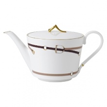 Wedgwood pays tribute to the traditional English equestrian lifestyle with this fine teapot inspired by the work of 18th-century horse painter George Stubbs. Burnished gold silhouettes, classic stirrup stripes and rich shades of tan and brown evoke the stylish essence of horse riding. Wedgwood pays tribute to the traditional English equestrian lifestyle with this fine teapot inspired by the work of 18th-century horse painter George Stubbs. Burnished gold silhouettes, classic stirrup stripes and rich shades of tan and brown evoke the stylish essence of horse riding.