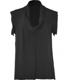 Elegantly tailored separates anchor any wardrobe, and Steffen Schrauts black silk blouse is a ready addition this season - Moderately loose, slim cut - Chic cowl neck, oversize half sleeves and drape detail at front - Versatile style seamlessly transitions from work to weekend - Pair with skinny denim, leather pants, dress trousers or a pencil skirt Elegantly tailored separates anchor any wardrobe, and Steffen Schrauts black silk blouse is a ready addition this season - Moderately loose, slim cut - Chic cowl neck, oversize half sleeves and drape detail at front - Versatile style seamlessly transitions from work to weekend - Pair with skinny denim, leather pants, dress trousers or a pencil skirt