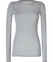 Ground your cool weather casual wardrobe with stylish staples like this grey long sleeve tee from Closed - Crafted from a super-soft, semi-sheer modal, cashmere and silk blend - Long, lean cut, hits below hips - Fitted sleeves and flattering round neck - Wear solo or layer with a blazer or pullover and pair with cigarette pants, jeans or A-line skirts Ground your cool weather casual wardrobe with stylish staples like this grey long sleeve tee from Closed - Crafted from a super-soft, semi-sheer modal, cashmere and silk blend - Long, lean cut, hits below hips - Fitted sleeves and flattering round neck - Wear solo or layer with a blazer or pullover and pair with cigarette pants, jeans or A-line skirts