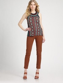 Signature Italian knit is enhanced with a richly textured crocheted neckline.Multicolor crocheted necklineSleevelessStriped side panelsAbout 21¼ from shoulder to hem72% cotton/28% viscoseDry cleanImported of Italian fabricModel shown is 5'10 (177cm) wearing US size 4. Signature Italian knit is enhanced with a richly textured crocheted neckline.Multicolor crocheted necklineSleevelessStriped side panelsAbout 21¼ from shoulder to hem72% cotton/28% viscoseDry cleanImported of Italian fabricModel shown is 5'10 (177cm) wearing US size 4.