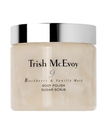 This irresistible No. 9 Blackberry & Vanilla Musk body exfoliator is a luxurious, creamy, skin-renewing formula infused with sugar granules and sea salt for gentle exfoliation that leaves skin soft, smooth and hydrated with a polished glow.* Gentle enough for daily useDirections: In the shower, scoop a liberal amount of exfoliating scrub into the palm of your hand and massage into wet skin. Rinse thoroughly and follow with your regular body wash.Trish Tip: Use prior to shaving or self-tanning for extra exfoliation. This irresistible No. 9 Blackberry & Vanilla Musk body exfoliator is a luxurious, creamy, skin-renewing formula infused with sugar granules and sea salt for gentle exfoliation that leaves skin soft, smooth and hydrated with a polished glow.* Gentle enough for daily useDirections: In the shower, scoop a liberal amount of exfoliating scrub into the palm of your hand and massage into wet skin. Rinse thoroughly and follow with your regular body wash.Trish Tip: Use prior to shaving or self-tanning for extra exfoliation.