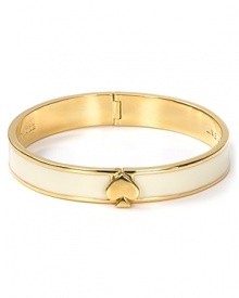 Solo or stacked, kate spade new york's enamel bangle makes a subtle statement. Style yours with a clean white blouse--roll up the sleeves to make this piece pop. Solo or stacked, kate spade new york's enamel bangle makes a subtle statement. Style yours with a clean white blouse--roll up the sleeves to make this piece pop.