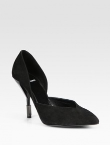 Low-cut silhouette of buttery suede, with an architectural heel and classic point toe. Lacquer-covered heel with metal insert, 4 (100mm)Suede upperPoint toeLeather lining and solePadded insoleMade in ItalyOUR FIT MODEL RECOMMENDS ordering one size up as this style runs small. Low-cut silhouette of buttery suede, with an architectural heel and classic point toe. Lacquer-covered heel with metal insert, 4 (100mm)Suede upperPoint toeLeather lining and solePadded insoleMade in ItalyOUR FIT MODEL RECOMMENDS ordering one size up as this style runs small.