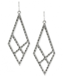 Diamond shapes can be your best friend with these long drop earrings from Kenneth Cole New York. Crafted from silver-tone mixed metal, the pair is adorned with black glass pave accents for a stunning effect. Approximate drop: 2-3/4 inches. Diamond shapes can be your best friend with these long drop earrings from Kenneth Cole New York. Crafted from silver-tone mixed metal, the pair is adorned with black glass pave accents for a stunning effect. Approximate drop: 2-3/4 inches.