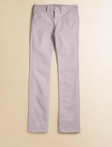 Cotton-rich stretch chinos, tailored with the lean-legged look she loves.Button closureWaistband with belt loopsZip flyFront slash pocketsBack patch pockets98% cotton/2% spandexMachine washMade in the USA of imported fabric Cotton-rich stretch chinos, tailored with the lean-legged look she loves.Button closureWaistband with belt loopsZip flyFront slash pocketsBack patch pockets98% cotton/2% spandexMachine washMade in the USA of imported fabric