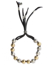 Leather gets a lift in this bracelet from Lucky Brand. Gold and silver-tone beads dress up the cord. Approximate diameter: 2-1/4 inches. Leather gets a lift in this bracelet from Lucky Brand. Gold and silver-tone beads dress up the cord. Approximate diameter: 2-1/4 inches.