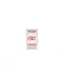 Faceted pink cubic zirconia accents twinkle in the sterling silver settings of this pretty rondelle bead. Donatella is a playful collection of charm bracelets and necklaces that can be personalized to suit your style! Available exclusively at Macy's. Faceted pink cubic zirconia accents twinkle in the sterling silver settings of this pretty rondelle bead. Donatella is a playful collection of charm bracelets and necklaces that can be personalized to suit your style! Available exclusively at Macy's.