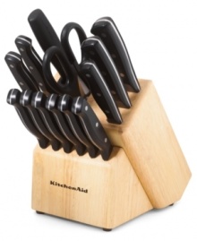 Cut with confidence. Cut with KitchenAid. This all-inclusive cutlery set is perfect for the casual cook, bringing a culinary confidence to the kitchen with high-carbon stainless steel blades, each one perfectly balanced and weighted for exceptional performance. Limited lifetime warranty. Cut with confidence. Cut with KitchenAid. This all-inclusive cutlery set is perfect for the casual cook, bringing a culinary confidence to the kitchen with high-carbon stainless steel blades, each one perfectly balanced and weighted for exceptional performance. Limited lifetime warranty.