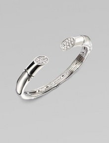 A sizable cuff accented with white sapphires adorned ends. White sapphires Sterling silver Kick mechanism closure Diameter, about 2¼ Imported A sizable cuff accented with white sapphires adorned ends. White sapphires Sterling silver Kick mechanism closure Diameter, about 2¼ Imported