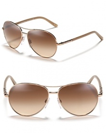Exude classic cool in these aviator-style shades from Burberry. Exude classic cool in these aviator-style shades from Burberry.