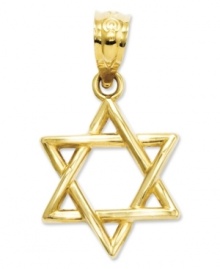 An iconic symbol of faith. This 3D Star of David makes the perfect gift. Crafted in 14k gold. Chain not included. Approximate length: 8/10 inch. Approximate width: 1/2 inch.
